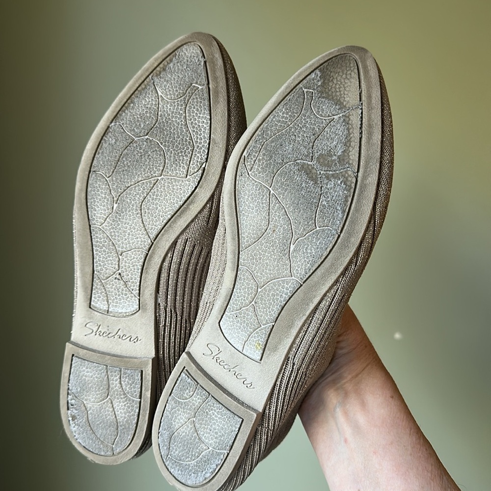 Skechers Cleo Flats Memory Foam Metallic Fibers Stretch Fit - Picture 8 of 13